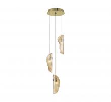 Lib & Co. US 10162-018-07 - Sorrento, 3 Light LED Pendant, Amber, Gold Canopy