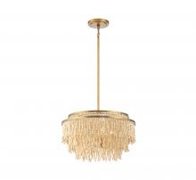 Lib & Co. US 10181-025 - Molfetta, 5 Light Chandelier, Antique Brass with Cream Beads