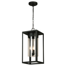 Eglo 203669A - 3 LT Outdoor Pendant w/ Matte Black Finish & Clear Glass Shade