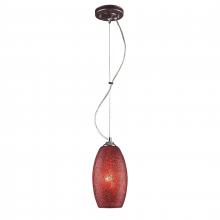 ELK Home Plus 1304-1RDC - Bellisimo Collection 1-Light Pendant In Satin Silver With A Red Crackled Glass