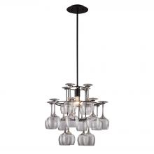 ELK Home Plus 14040/1 - Vintage 1-Light Chandelier in Dark Rust with Clear Wine Glass
