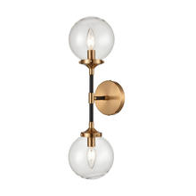 ELK Home Plus 15340/2 - Boudreaux 2-Light Sconce in Matte Black and Antique Gold with Clear Glass