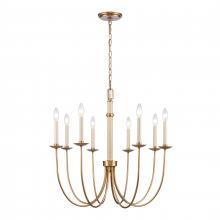 ELK Home Plus 89718/8 - Neville 28'' Wide 8-Light Chandelier - Natural Brass