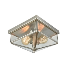 ELK Home Plus CE9202365 - Lankford 2-Light Outdoor Flush Mount in Satin Nickel with Clear Glass