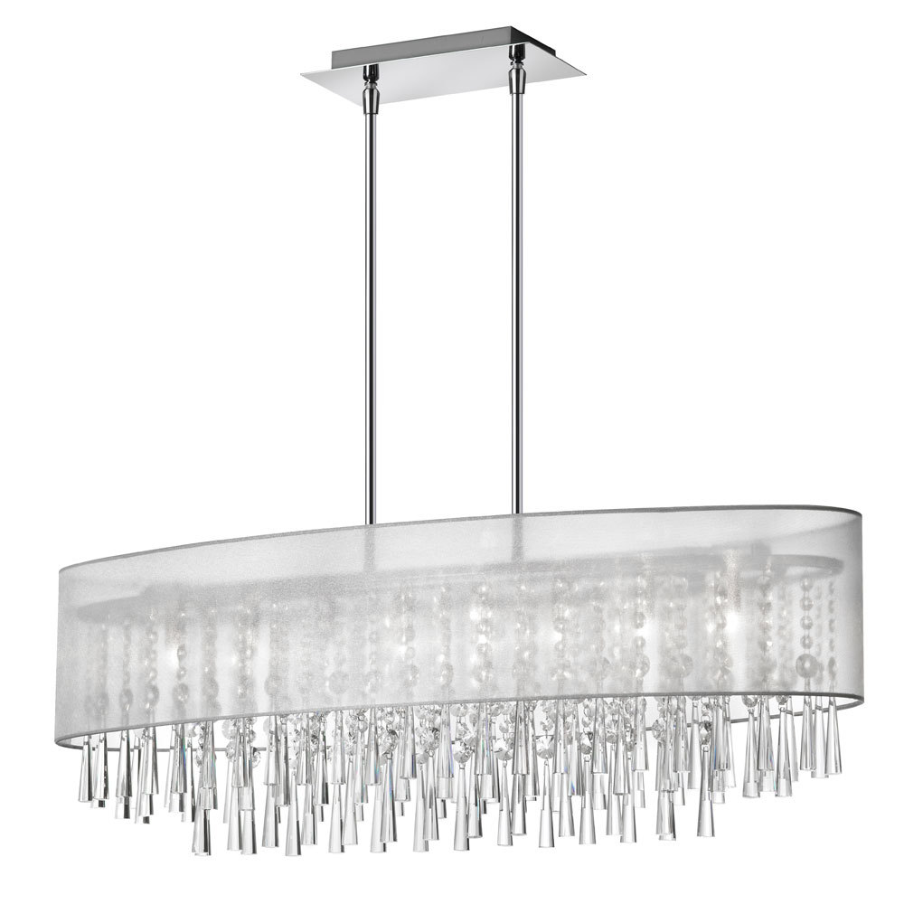 8LT Crystal Oval Chandelier w/Silver 