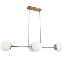 Dainolite DAY-484HP-AGB - 4 Light Halogen Horizontal Pendant, Aged Brass w/ White Opal Glass