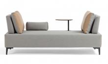Couture Jardin FLEXI - FX30CT - Sofa 1 Arm / 1 Table - Upholstered Structure /  White Aluminum  COUTURE Tex  Light Grey - Grey  Whit