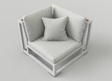 Couture Jardin OASIS White - OA16 - Corner Unit - WhiteAlu / PolyWood - Cast Silver - Cast Silver